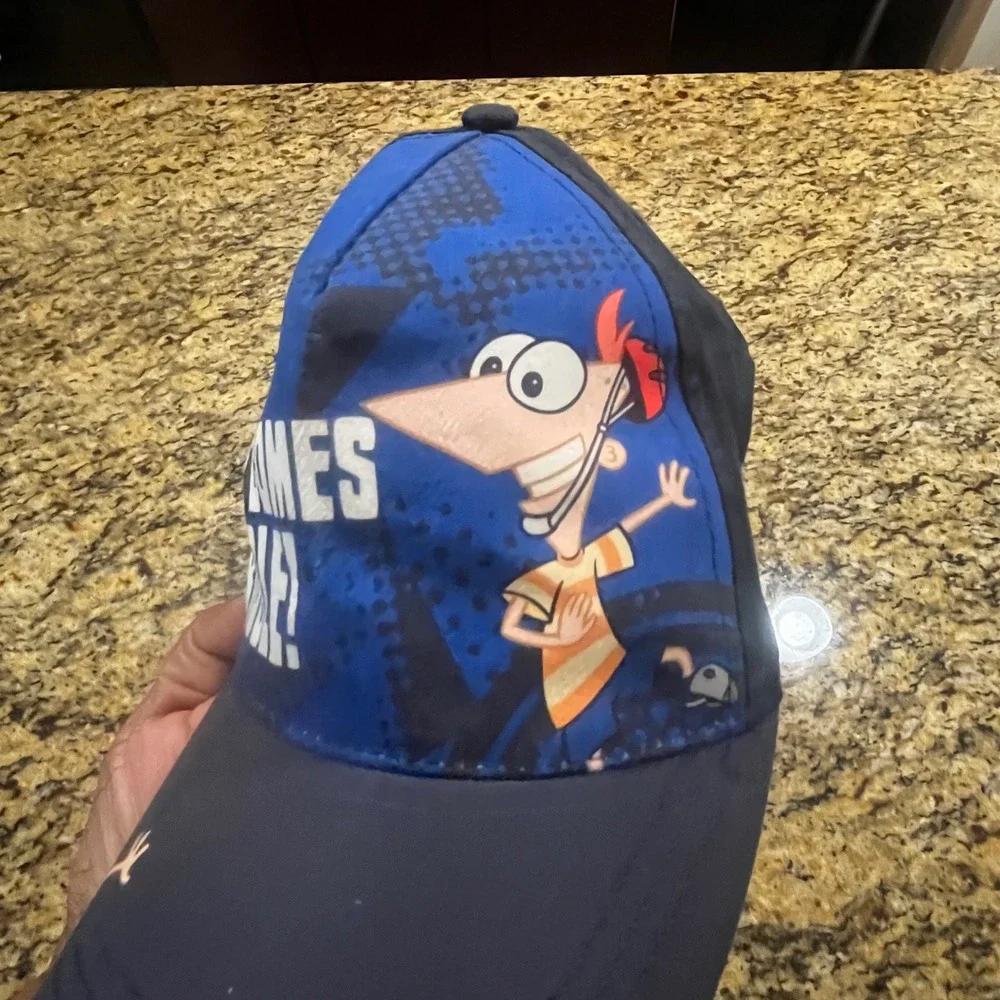 Disney Phineas and Ferb Here Comes Trouble‎ Kids Baseball Cap Hat Blue Navy
